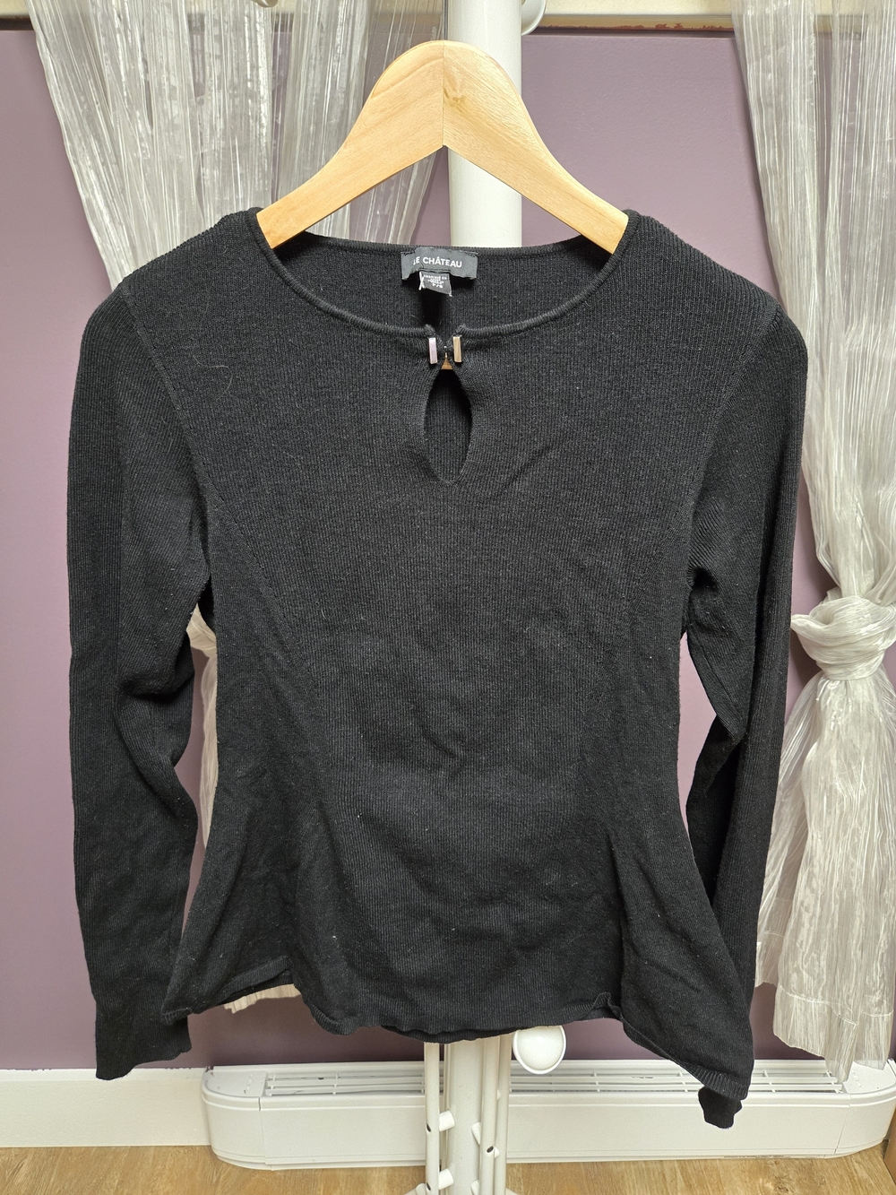 le chateau Black Long Sleeve Keyhole Sweater
